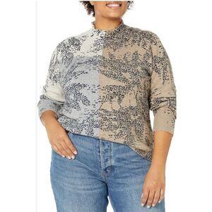 Nic + Zoe Women's XS Brown Blue "Cozy Up" Mock Turtleneck Soft Sweater $158